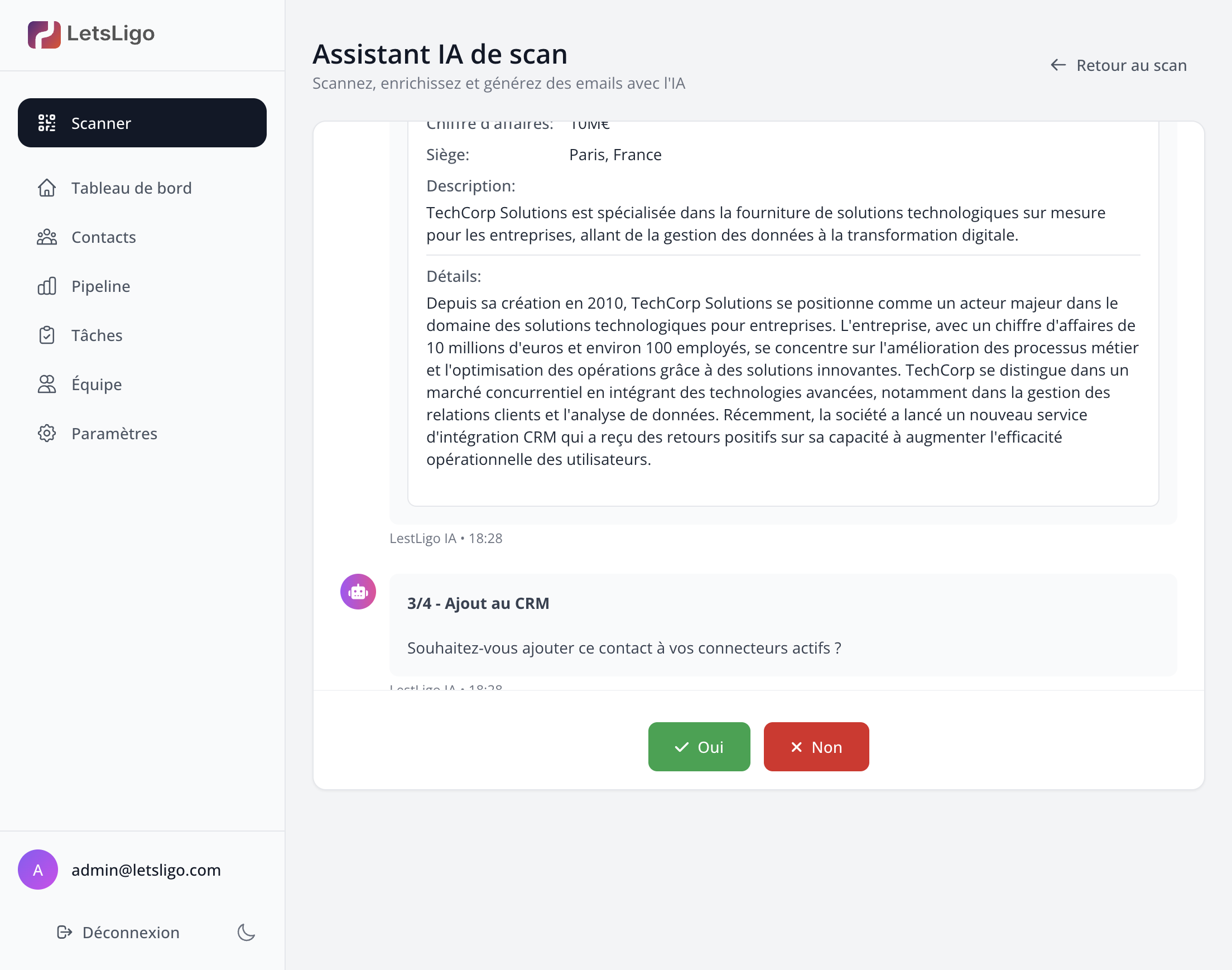 Assistant IA - Email généré